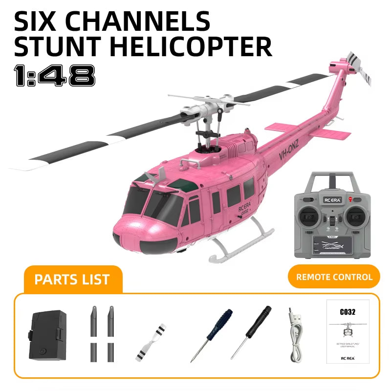 C032 Uh-1 Huey 3D Aileron Stunt Helicopter - Electric Remote-Controlled Model Toy