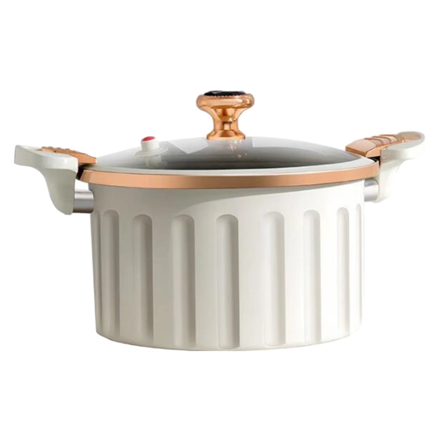 Cream and Gold 8L Korean Enamel Micro Pressure Pot - Non-Stick Multifunctional Soup & Stew Maker with Double Ear Design