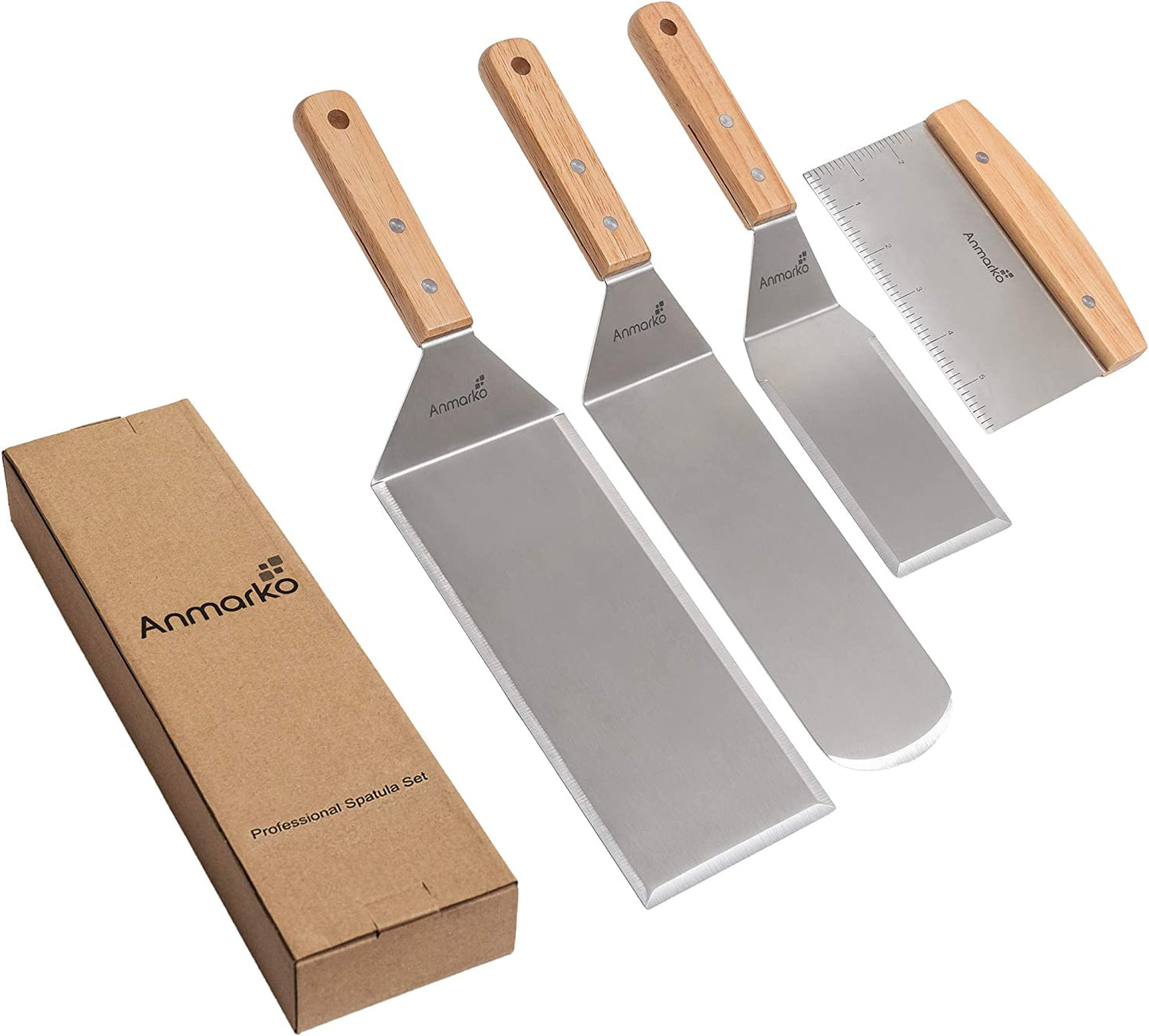 Multifunctional Stainless Steel Metal Spatula Set - Teppaniyaki Spatulas - Griddle Scraper Flat Spatula Pancake Flipper Hamburger Turner - Metal Utensil Great for BBQ Grill Flat Top Cast Iron Griddle Accessories