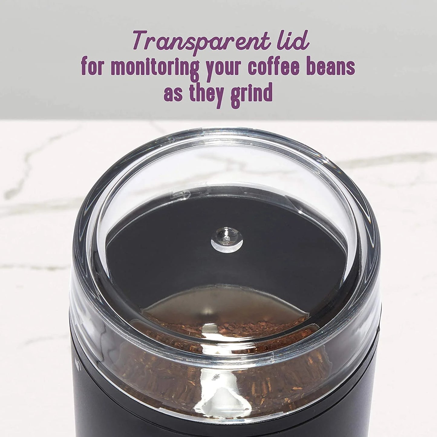Transparent Lid Simple Grind 14 Cup Coffee Grinder, Black
