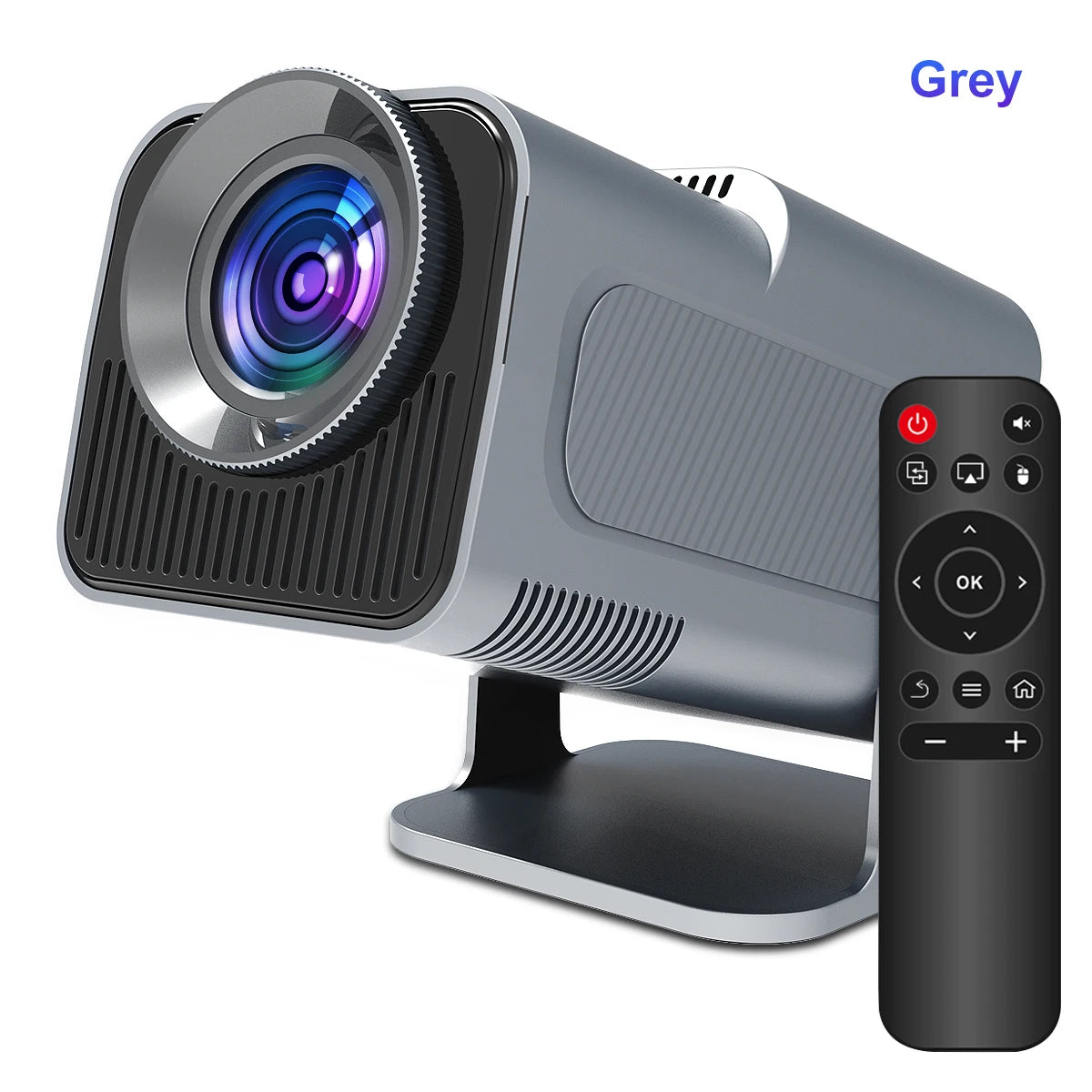 Grey 4K Android 11 Projector - Native 1080P, 390 ANSI, Dual WiFi 6 & Bluetooth 5.0, Portable Cinema Experience!