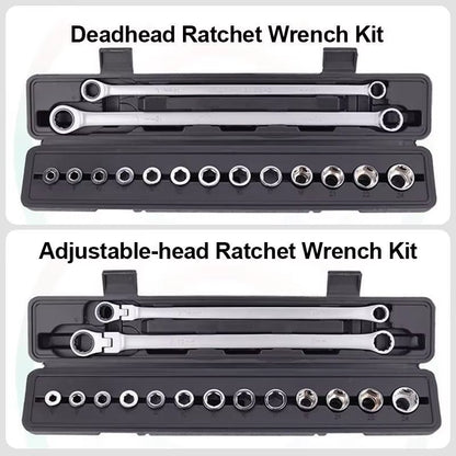 Ultimate 15-Piece Adjustable Ratchet Wrench Kit - 8-24mm Metric, 180° Chrome Vanadium Steel Spanners