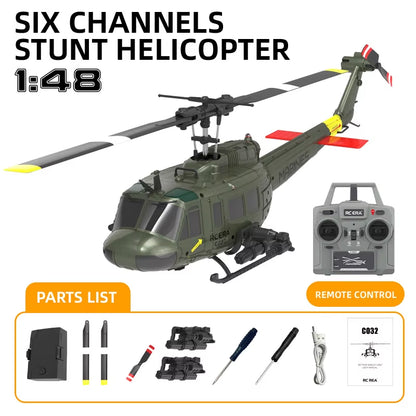 C032 Uh-1 Huey 3D Aileron Stunt Helicopter - Electric Remote-Controlled Model Toy