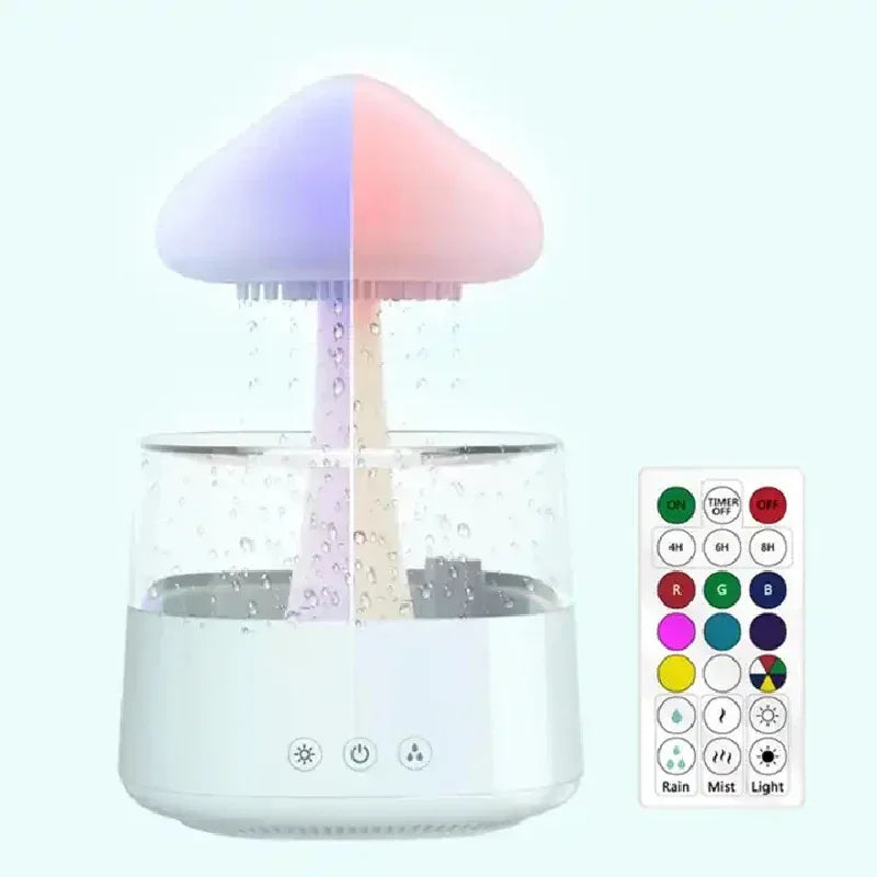 Colorful Mushroom Rain Cloud Humidifier & Aromatherapy LED Lamp - Transform Your Space into a Relaxing Rain Forest Oasis