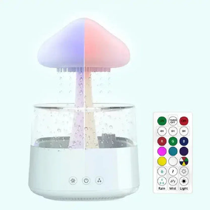 Colorful Mushroom Rain Cloud Humidifier & Aromatherapy LED Lamp - Transform Your Space into a Relaxing Rain Forest Oasis