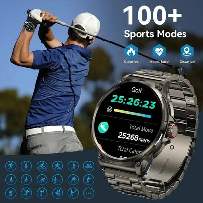 100+ Sports Modes, 1.85" Ultra HD Smartwatch GPS Bluetooth Call Health Monitoring Watch Gym Gift