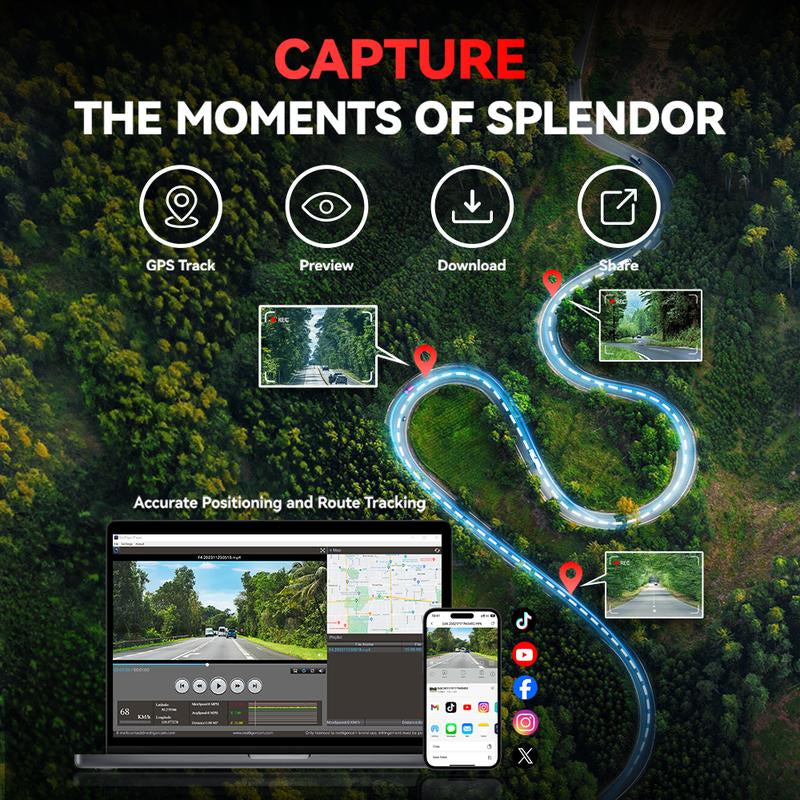 Redtiger F4 4K Dash Cam with Voice Control, WiFi & App, GPS, Super Night Vision, and Loop Recording