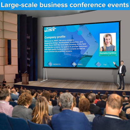 Large Scale Business Conference 200 Inch Projector Screen with Stand, Upgraded 3 Layers PVC 16:9 Large Outdoor Projector Screen.