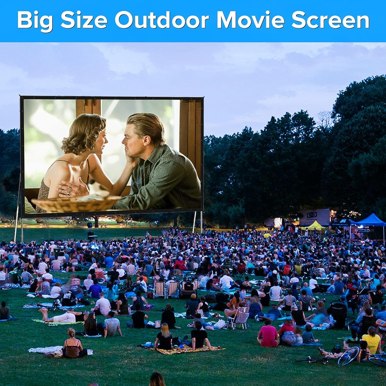 Outdoor Movie 200 Inch Projector Screen with Stand, Suitable for Outdoor Events and Picnic.