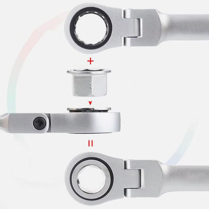 Ultimate 15-Piece Adjustable Ratchet Wrench Kit - 8-24mm Metric, 180° Chrome Vanadium Steel Spanners