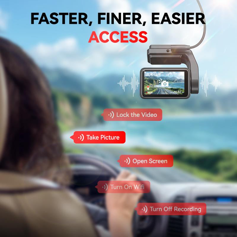 Redtiger F4 4K Dash Cam with Voice Control, WiFi & App, GPS, Super Night Vision, and Loop Recording