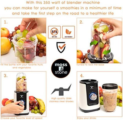 High Quality and BPA Free 2 in 1 Personal Mini Blender with Additional Blender Cups, Amazing Bullet Blenders for Making Smoothie, White & Black Juice & Smoothie Maker