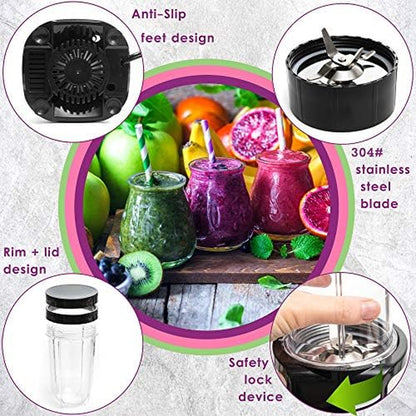 Anti-Slip 2 in 1 Personal Mini Stainless Steel Blade Blender with Additional Blender Cups, Amazing Bullet Blenders for Making Smoothie, White & Black Juice & Smoothie Maker Safety Lock.