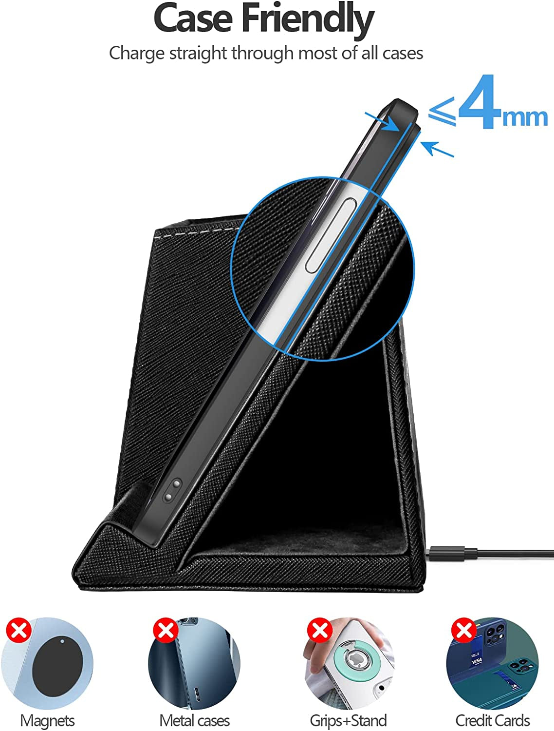 Case Friendly 2-In-1 Pen Holder with Wireless Charger, Compatible with Iphone 16/15/14/13/12/11/8 Series, Pencil Holder Phone Stand for Desk Home Office, Men Gift Husband Wife Anniversary Dad Birthday Idea Gadget