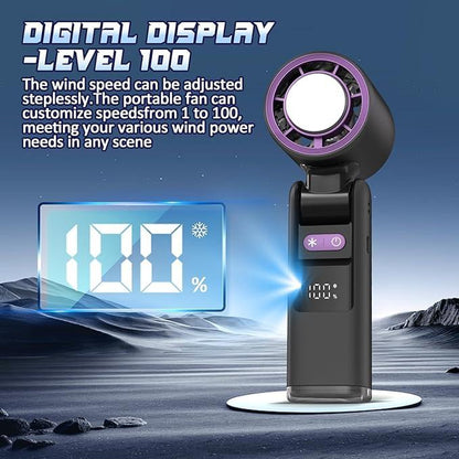 Digital Display ICE-FREEZE 3-in-1 Portable Neck Fan - 100-Speed Foldable Turbine Cooling Fan for Travel, Outdoor, and Home Use (10M/S)