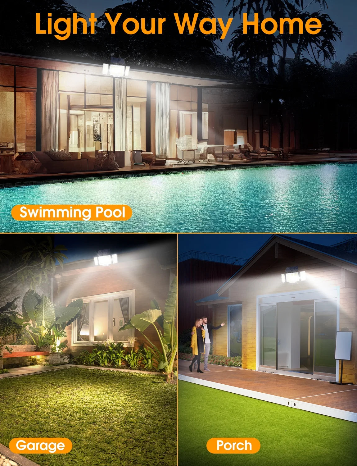 Suitable for Swimming Pool Area, Garage, Porch Solar Lights Outdoor , 348 LED 3000LM Solar Motion Sensor Security Lights, Solar Flood Lights with Remote, 3 Lighting Modes Waterproof Solar Wall Lights for Yard,Garage,Patio Entryways, 2Pack