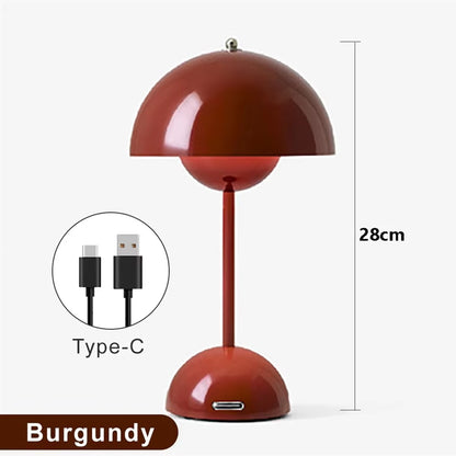 Rechargeable AAAL Mushroom LED Table Lamp - Modern Touch Night Light for Bedroom & Dining Decor