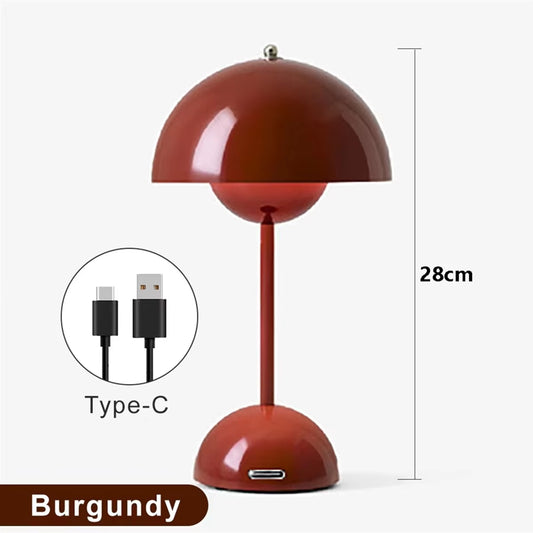 Rechargeable AAAL Mushroom LED Table Lamp - Modern Touch Night Light for Bedroom & Dining Decor
