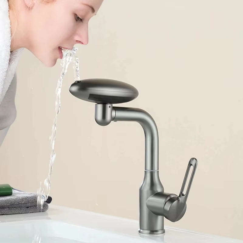 Different Modes to suit Purpose - Automatic Mouth rinse - Revolutionary 4-Mode Waterfall Basin Faucet - 360° Rotating Hot & Cold Sink Mixer for Bathroom