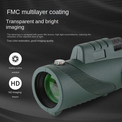 Transparent and Bright Imaging  FMC Multilayer Coating 
40X60 HD Waterproof Mini Telescope Monocular with Smartphone Zoom - Perfect for Hunting and Camping!