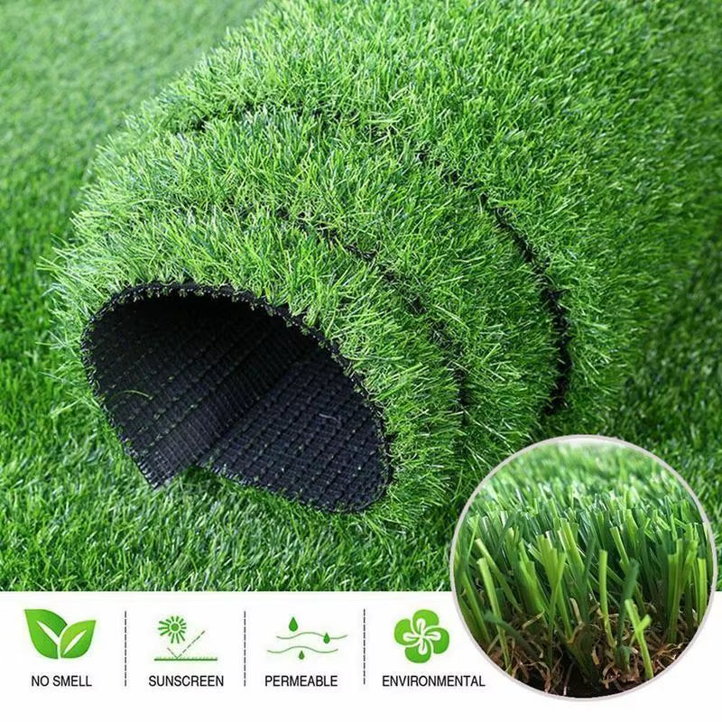 Lush Green Artificial Turf Carpet for Indoor & Outdoor Decor - Mildewproof & Washable Garden Solution