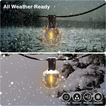 All Weather 50FT LED G40 Globe String Lights, Shatterproof Outdoor Patio String Lights with 50+2 Dimmable Edison Bulbs, 50 Backyard Hanging Bistro Light Waterproof for Balcony Party Wedding Market Cafe