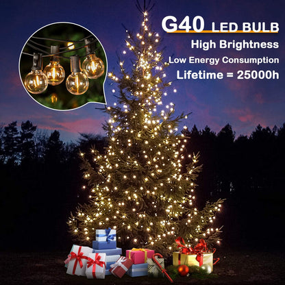High Brightness 50FT LED G40 Globe String Lights, Shatterproof Outdoor Patio String Lights with 50+2 Dimmable Edison Bulbs, 50 Backyard Hanging Bistro Light Waterproof for Balcony Party Wedding Market Cafe