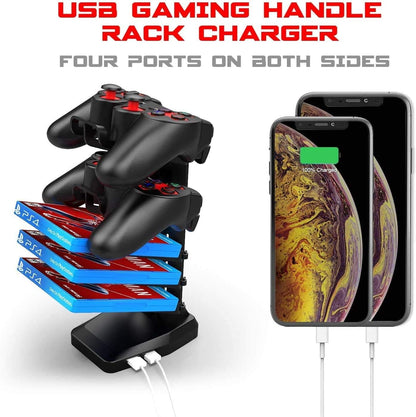 Four Ports on Both Rack Sides
55 Inch Ergonomic Gaming Desk, Z-Shaped Office PC Computer Desk with Large Mouse Pad, Gamer Tables Pro with USB Gaming Handle Rack, Stand Cup Holder&Headphone Hook (Black, 55 Inch)