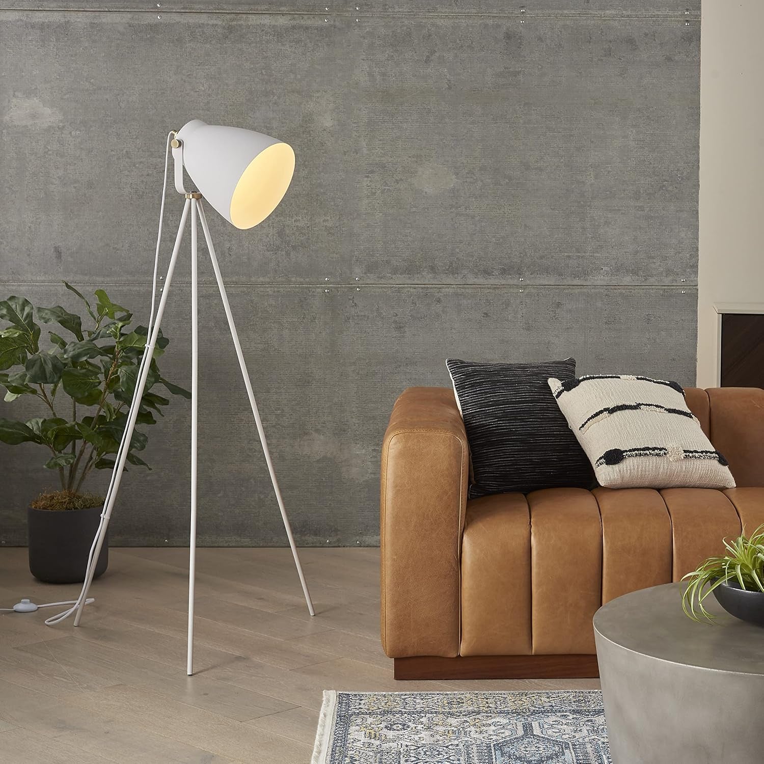 360 Rotation Lamp Head 
57" Tripod Floor Lamp, Modern, Industrial, Transitional for Bedroom, Living Room, Office, White