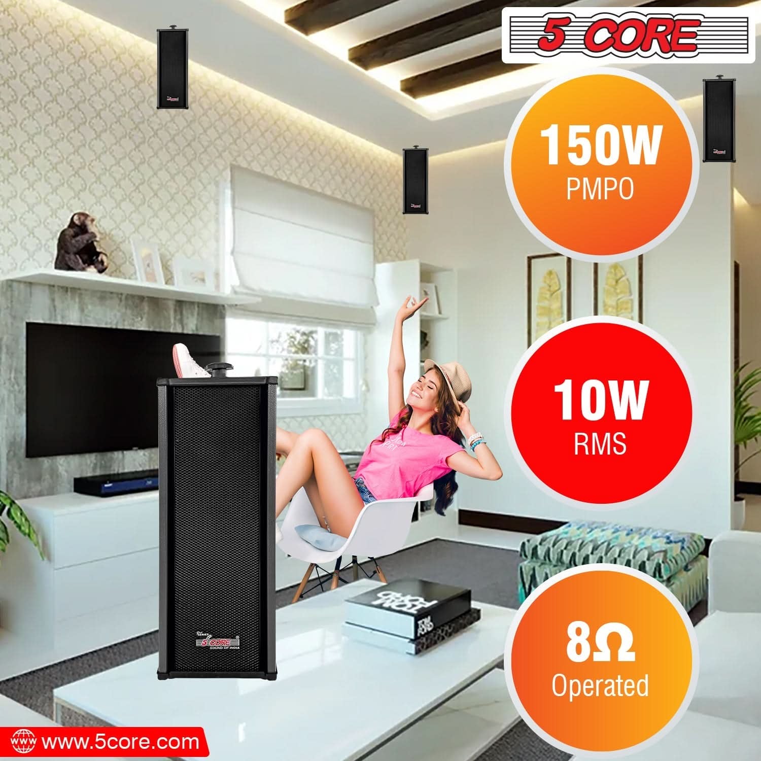 150W PMPO 5 Core 4000W PA System Outdoor Indoor Commercial Industrial Grade Paging Kit W/ 32 Wall Speakers