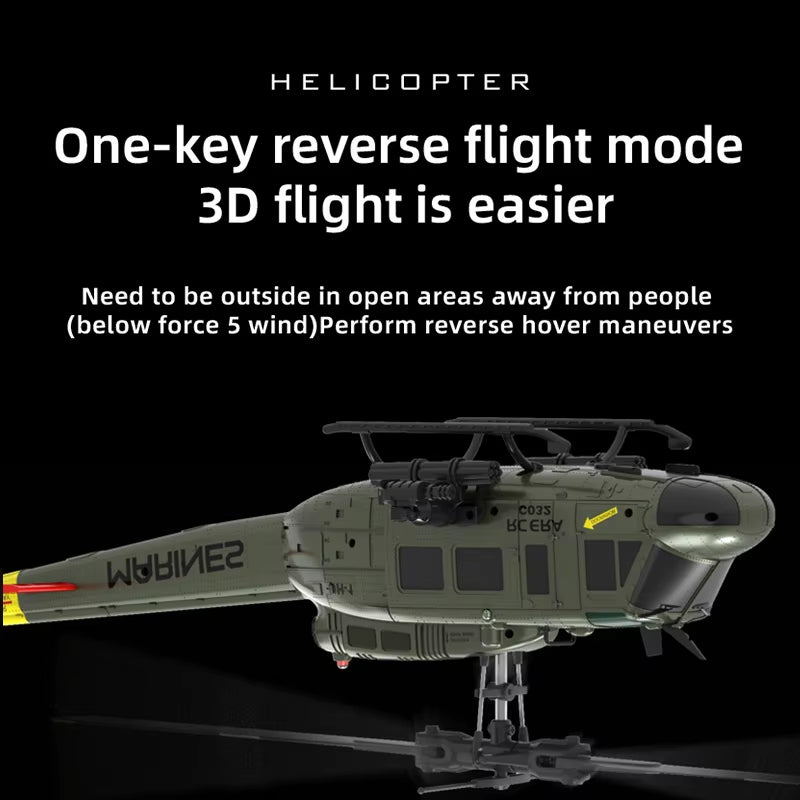 C032 Uh-1 Huey 3D Aileron Stunt Helicopter - Electric Remote-Controlled Model Toy