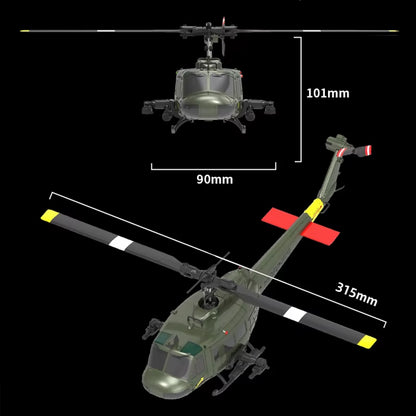 C032 Uh-1 Huey 3D Aileron Stunt Helicopter - Electric Remote-Controlled Model Toy