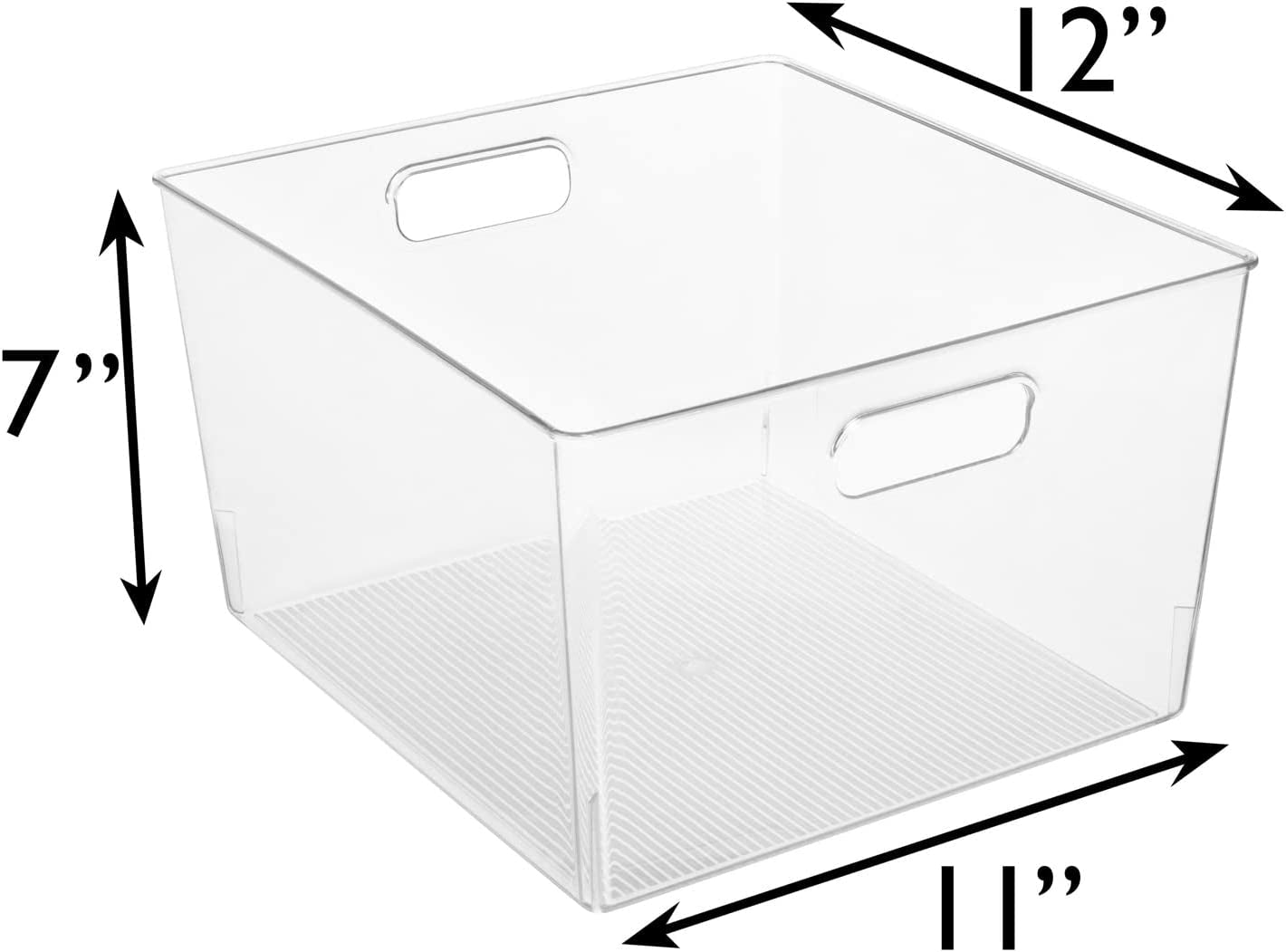 7" XL Clear Plastic Storage Bins - 2 Pack for Kitchen Cabinet and Fridge Organization