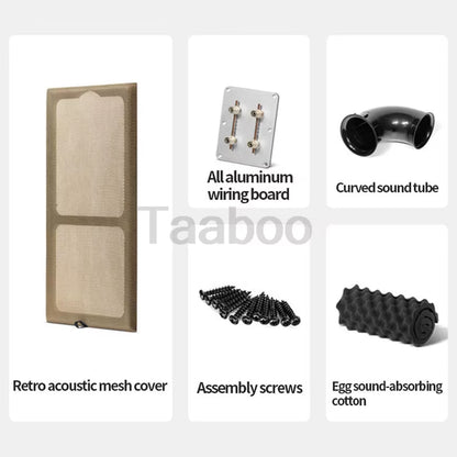 8-Inch Handmade Wooden Three-Way Labyrinth Bookshelf Speaker Box - Retro Acoustic Mesh Cover - Egg Sound Absorbing Coton 