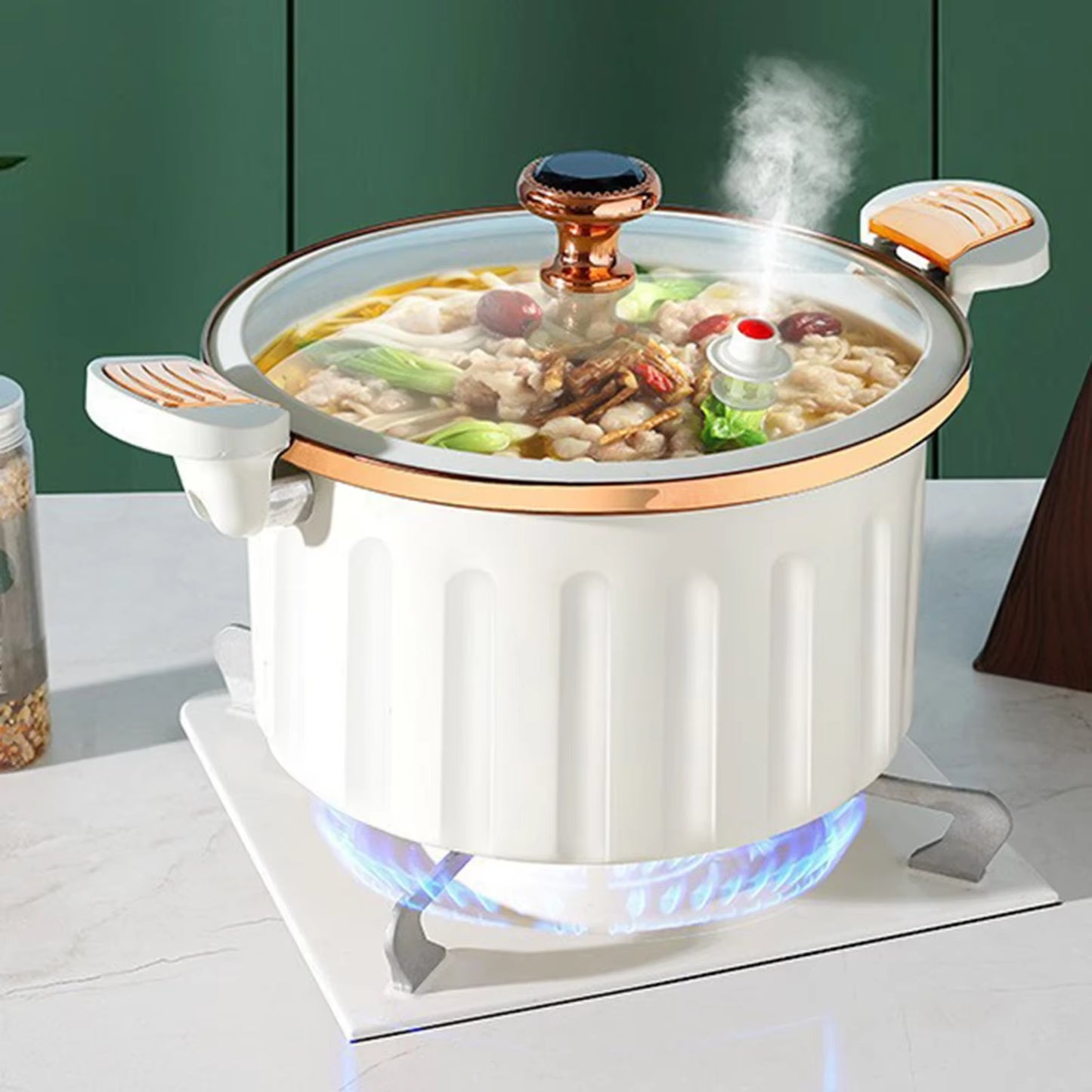 Pressure Release 8L Korean Enamel Micro Pressure Pot - Non-Stick Multifunctional Soup & Stew Maker with Double Ear Design