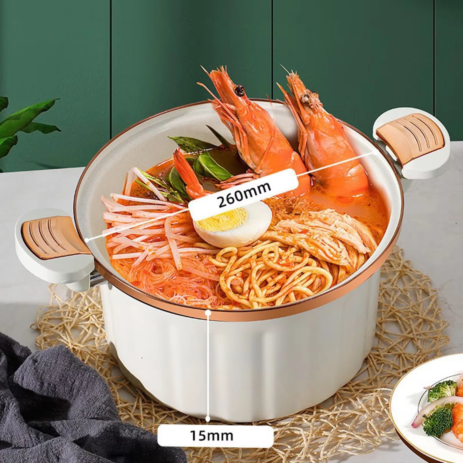 260mm 8L Korean Enamel Micro Pressure Pot - Non-Stick Multifunctional Soup & Stew Maker with Double Ear Design