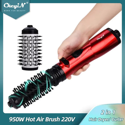 950W 2-in-1 Hot Air Spin Brush - Ionic Hair Dryer & Volumizer for Curling and Straightening