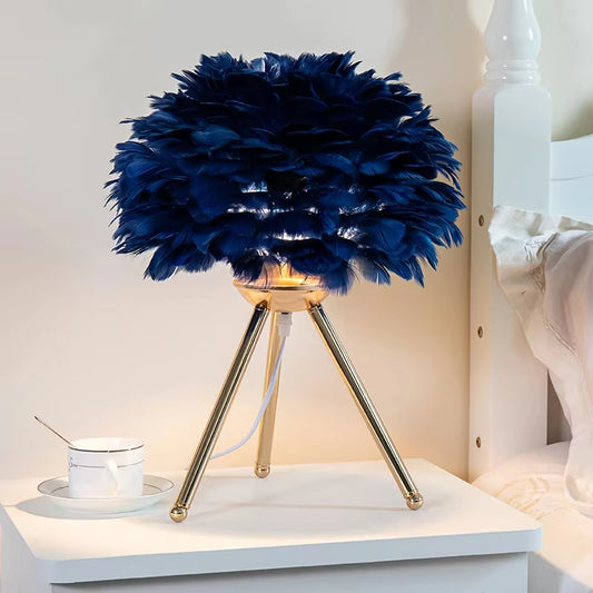 Elegant Feather Bedside Lamp - Modern Romantic Lighting for Home, Coffee Shops, Weddings & Christmas Decor