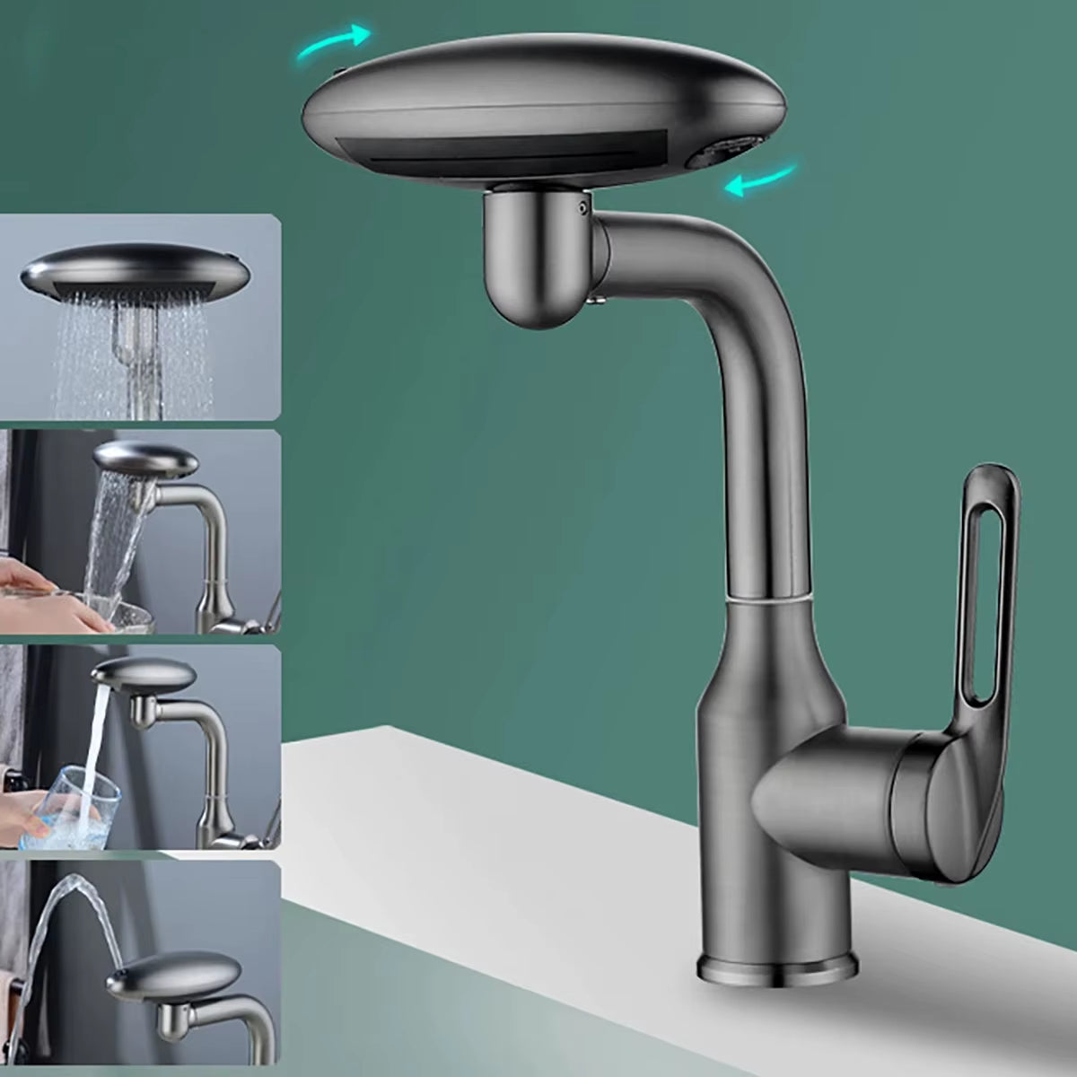 Revolutionary 4-Mode Waterfall Basin Faucet - 360° Rotating Hot & Cold Sink Mixer for Bathroom