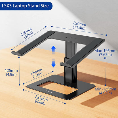 LSX3 Aluminum Laptop Stand, Ergonomic Adjustable Notebook Stand, Riser Holder Computer Stand Compatible with Air, Pro, Dell, HP, Lenovo More 10-15.6" Laptops (Black)