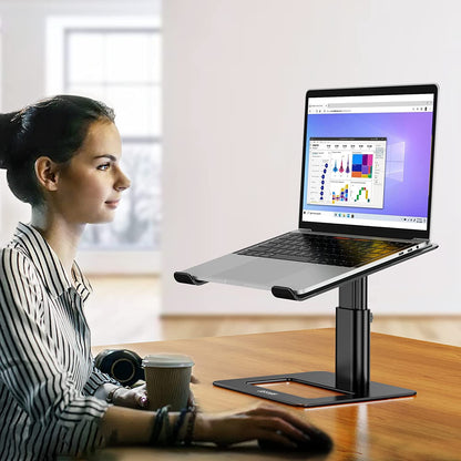 Durable Aluminum Laptop Stand, Ergonomic Adjustable Notebook Stand, Riser Holder Computer Stand Compatible with Air, Pro, Dell, HP, Lenovo More 10-15.6" Laptops (Black), Easy to Use