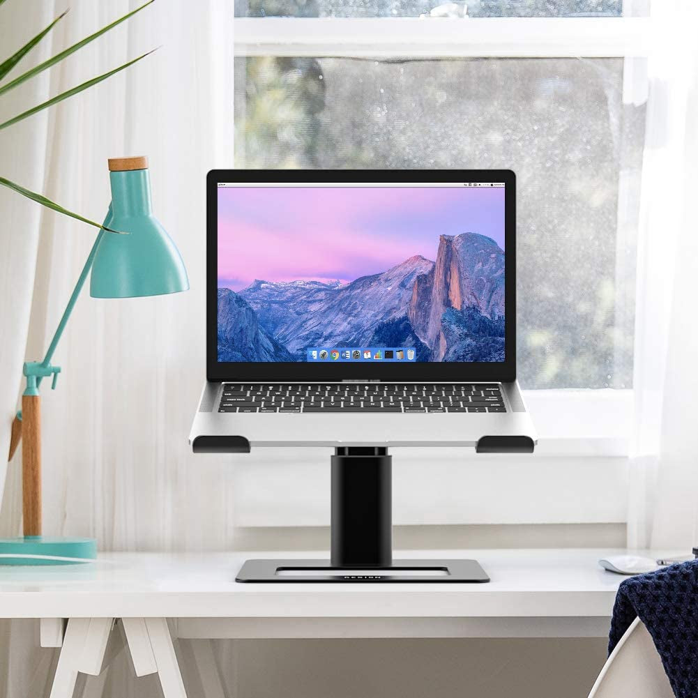 Stylist, Black Aluminium Laptop Stand, Ergonomic Adjustable Notebook Stand, Riser Holder Computer Stand Compatible with Air, Pro, Dell, HP, Lenovo, More 10-15.6" Laptops, Robust