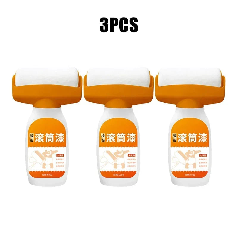 Flexible Antibacterial Wall Paint – Strong Repair Latex Paint with Roller Brush for Living Room & Kitchen 3 Pieces.