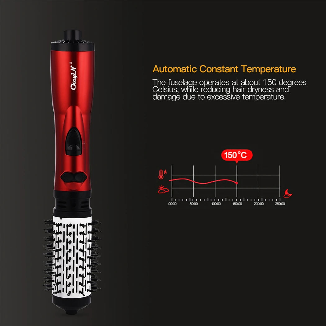 Automatic Constant Temperature 2-in-1 Hot Air Spin Brush - Ionic Hair Dryer & Volumizer for Curling and Straightening