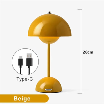 Beige Rechargeable AAAL Mushroom LED Table Lamp - Modern Touch Night Light for Bedroom & Dining Decor