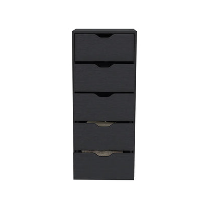 Enough Room Storage for Items Dresser Kamran, Five Drawers Narrow, Black Wengue Finish
