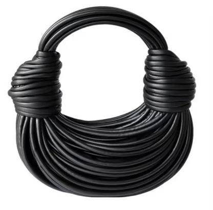 Black Luxury Handwoven Noodle Bags for Women - Chic Gold & Silver Designer Hobo Clutch