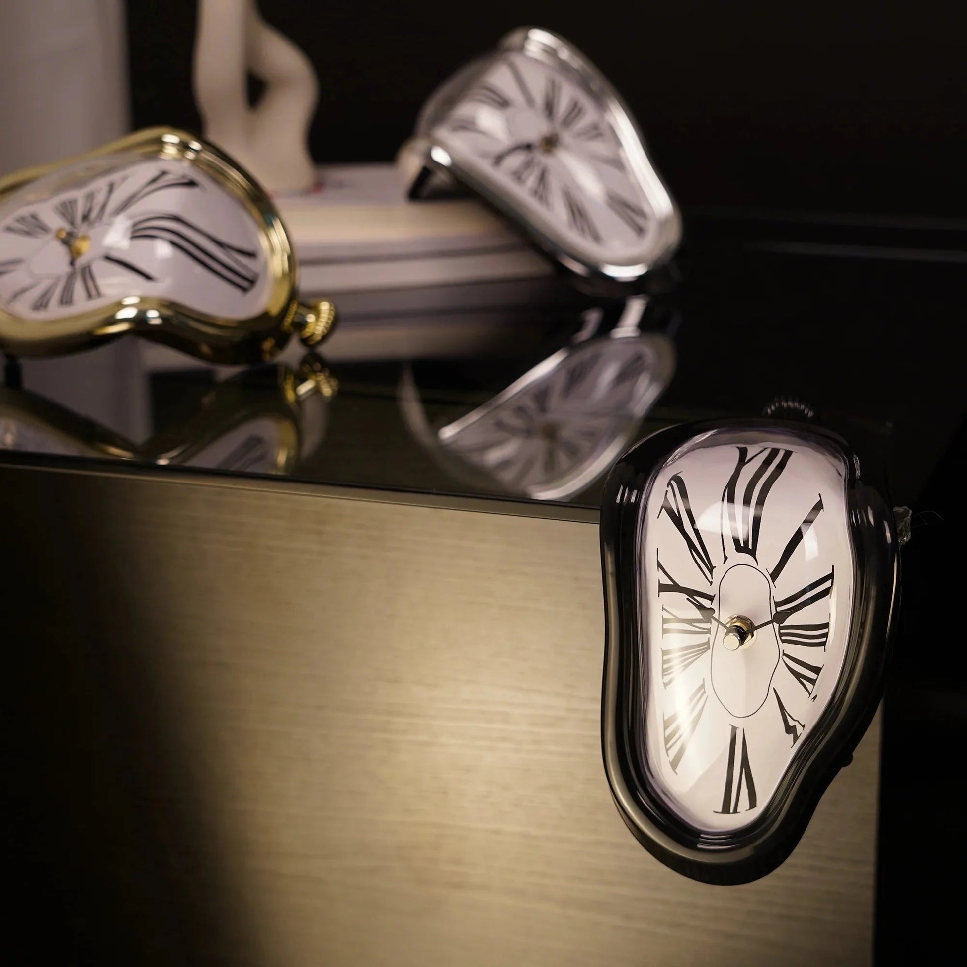 Black, Silver and Gold Dali Melting Clock
