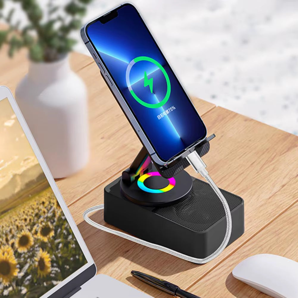 Multipurpose Bluetooth Speaker Phone Holder - Adjustable Rotating Stand with Wireless Audio for Ultimate Convenience