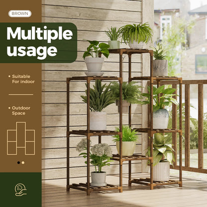 Multiple Usage Outdoor Plant Stand Indoor Plant Rack Plant Shelf Wood Outdoor Tiered Plant Shelf for Multiple Plants Ladder Plant Holder